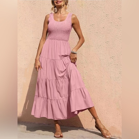 Sleeveless Maxi Dress - Tiered and Smocked - Picture 1 of 4